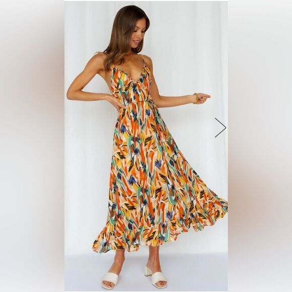 INDIKAH MIDI FLORAL DRESS NEW WITH TAGS - Picture 7 of 13